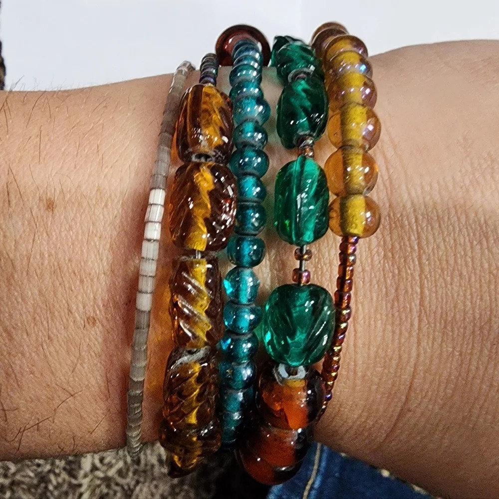 Vintage multi bead wired bracelet